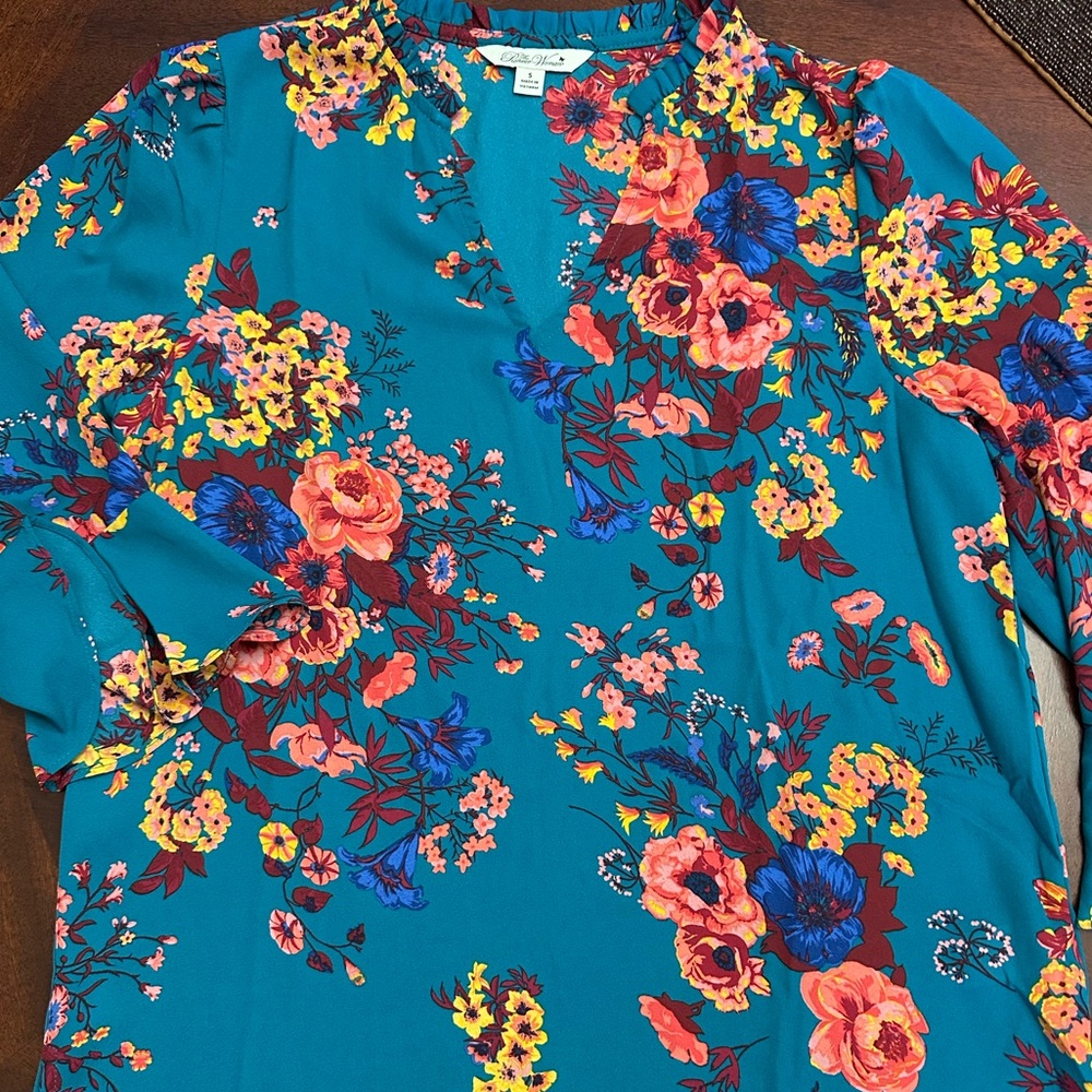 The Pioneer Woman Fall Floral V Neck Blouse Top NWOT Small